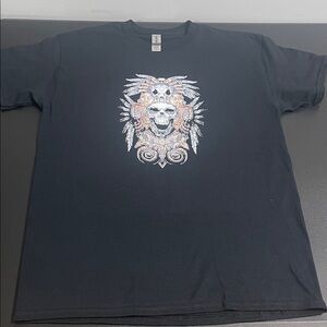 Gildan Black T-Shirt with Intricate Skull Design